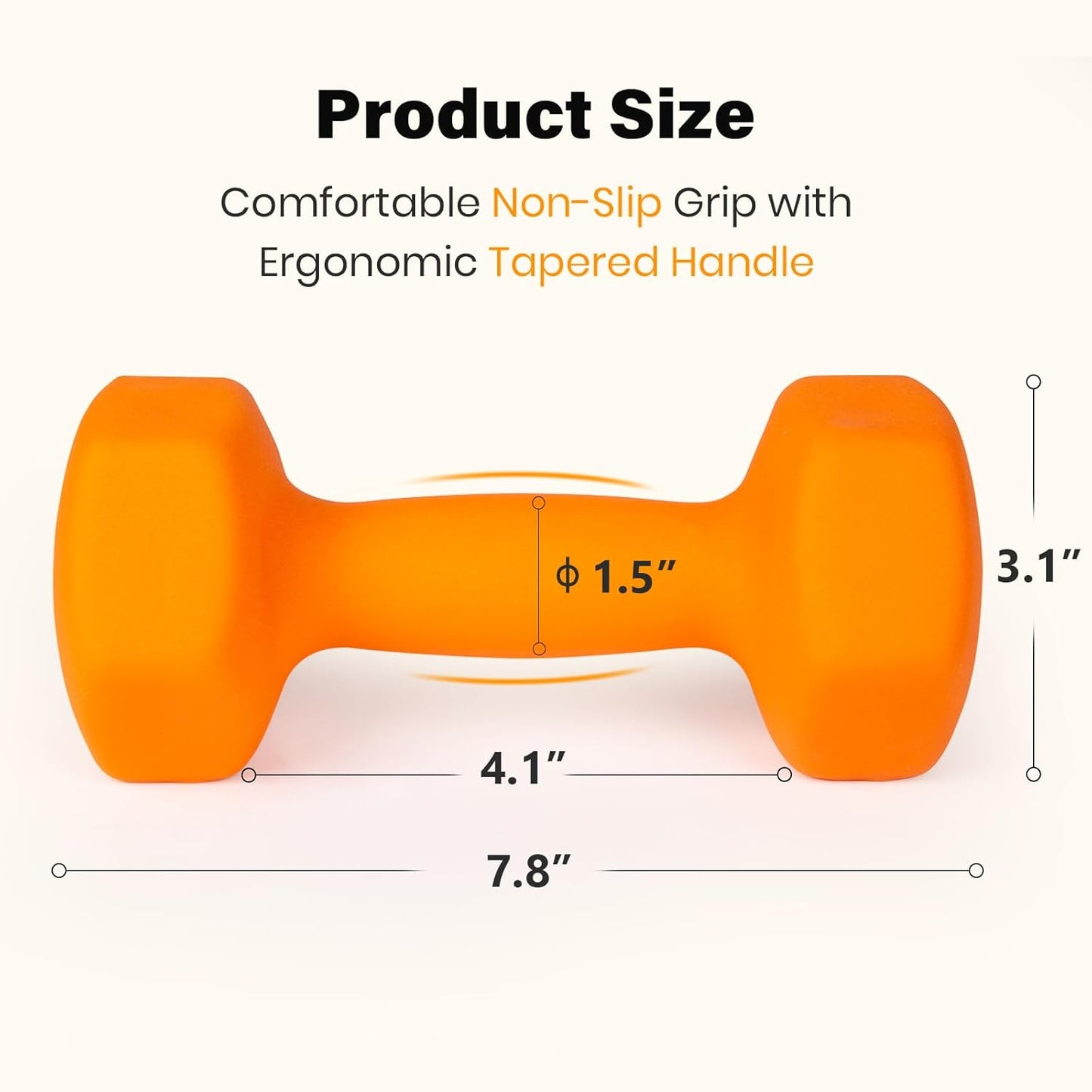 Set of 2 Neoprene Coated Dumbbell Hand Weights, Anti-Slip and Anti-Roll Hex Dumbbells in Pair for Strength Training, Resistance Training
