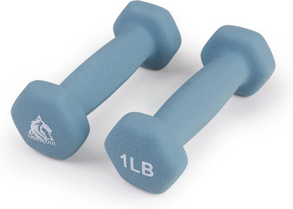 Set of 2 Neoprene Coated Dumbbell Hand Weights, Anti-Slip and Anti-Roll Hex Dumbbells in Pair for Strength Training, Resistance Training