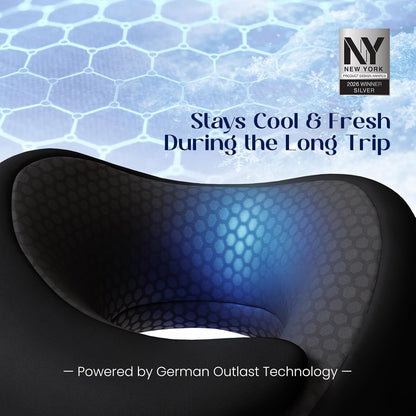 ® Memory Foam Travel Neck Pillow for Airplanes, Charcoal Gray