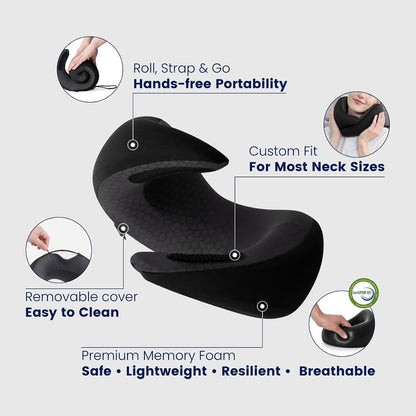 ® Memory Foam Travel Neck Pillow for Airplanes, Charcoal Gray