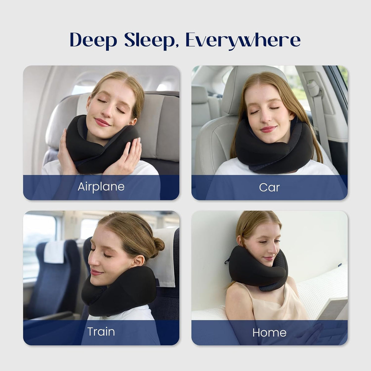 ® Memory Foam Travel Neck Pillow for Airplanes, Charcoal Gray