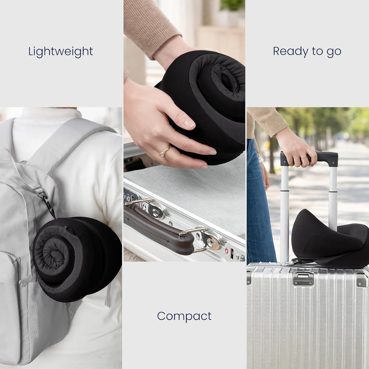 ® Memory Foam Travel Neck Pillow for Airplanes, Charcoal Gray