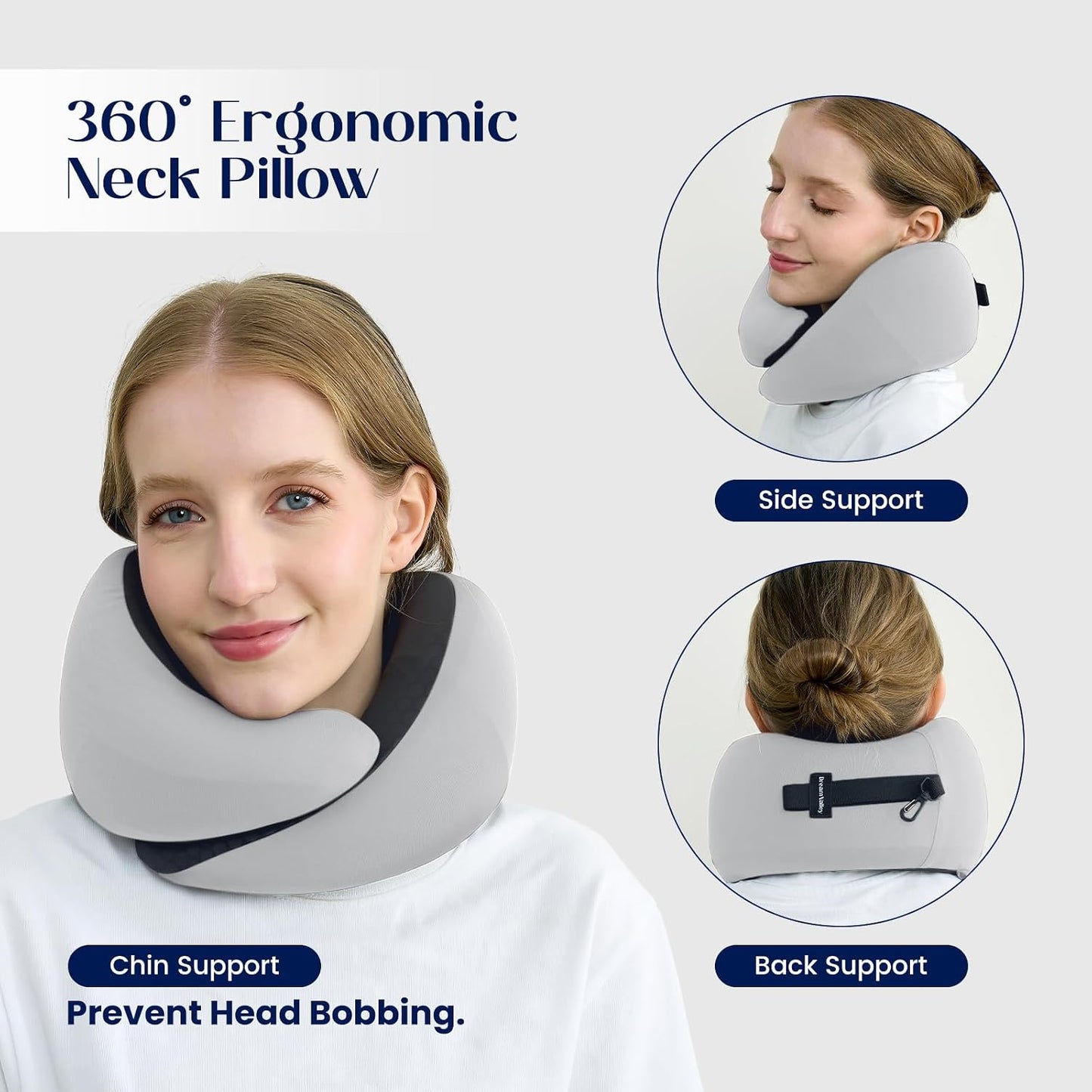 ® Memory Foam Travel Neck Pillow for Airplanes, Charcoal Gray