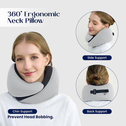 ® Memory Foam Travel Neck Pillow for Airplanes, Charcoal Gray