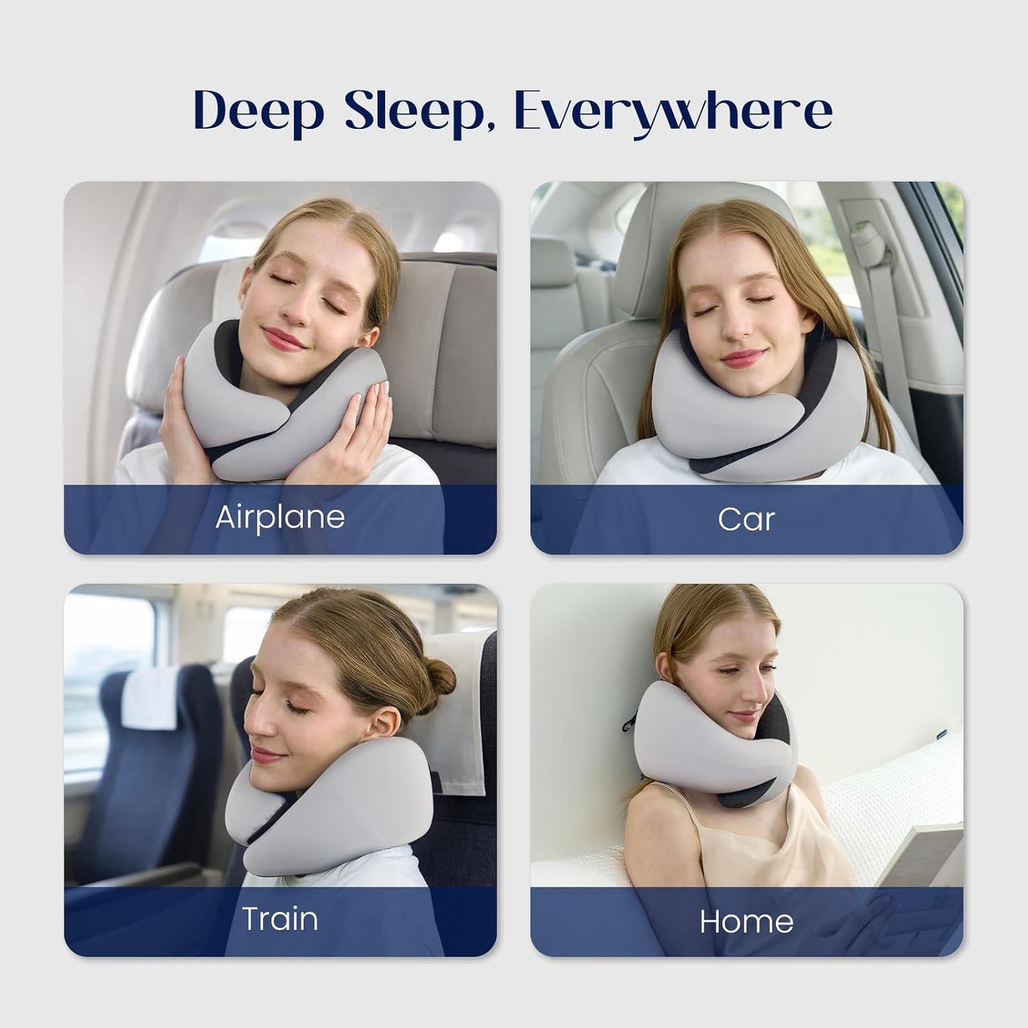 ® Memory Foam Travel Neck Pillow for Airplanes, Charcoal Gray