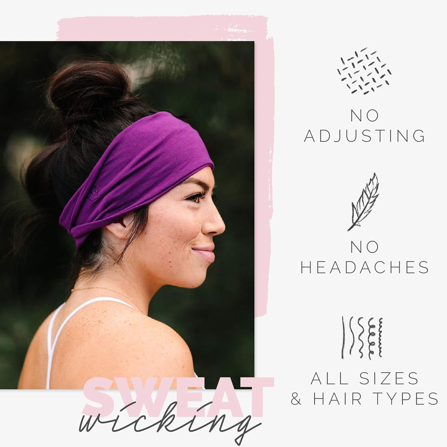 Wide Workout Headbands for Women – Non-Slip Sweatbands for Gym, Running & Yoga