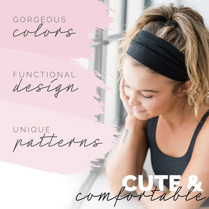 Wide Workout Headbands for Women – Non-Slip Sweatbands for Gym, Running & Yoga