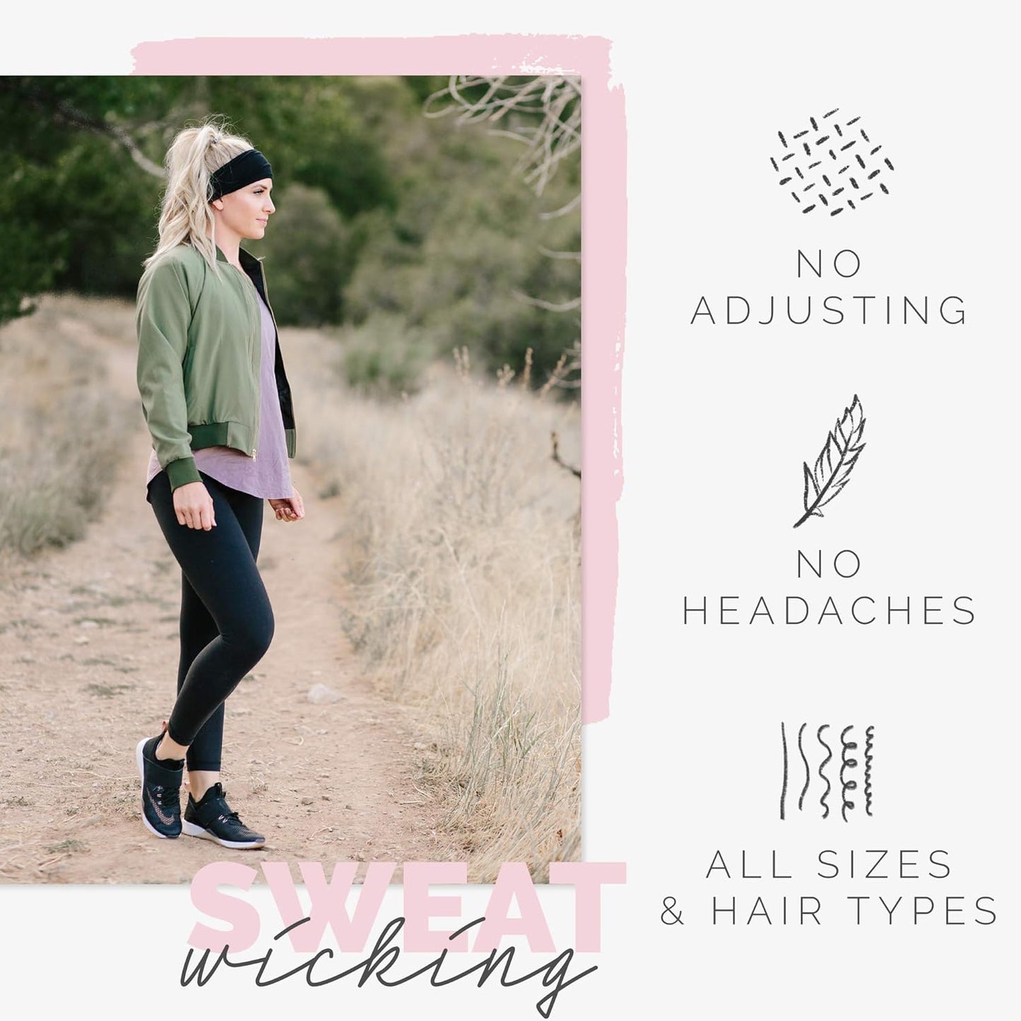 Wide Workout Headbands for Women – Non-Slip Sweatbands for Gym, Running & Yoga
