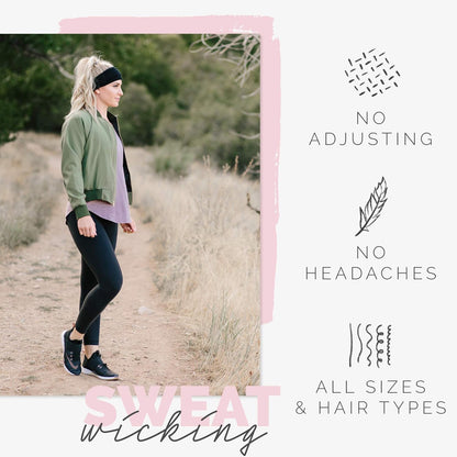 Wide Workout Headbands for Women – Non-Slip Sweatbands for Gym, Running & Yoga