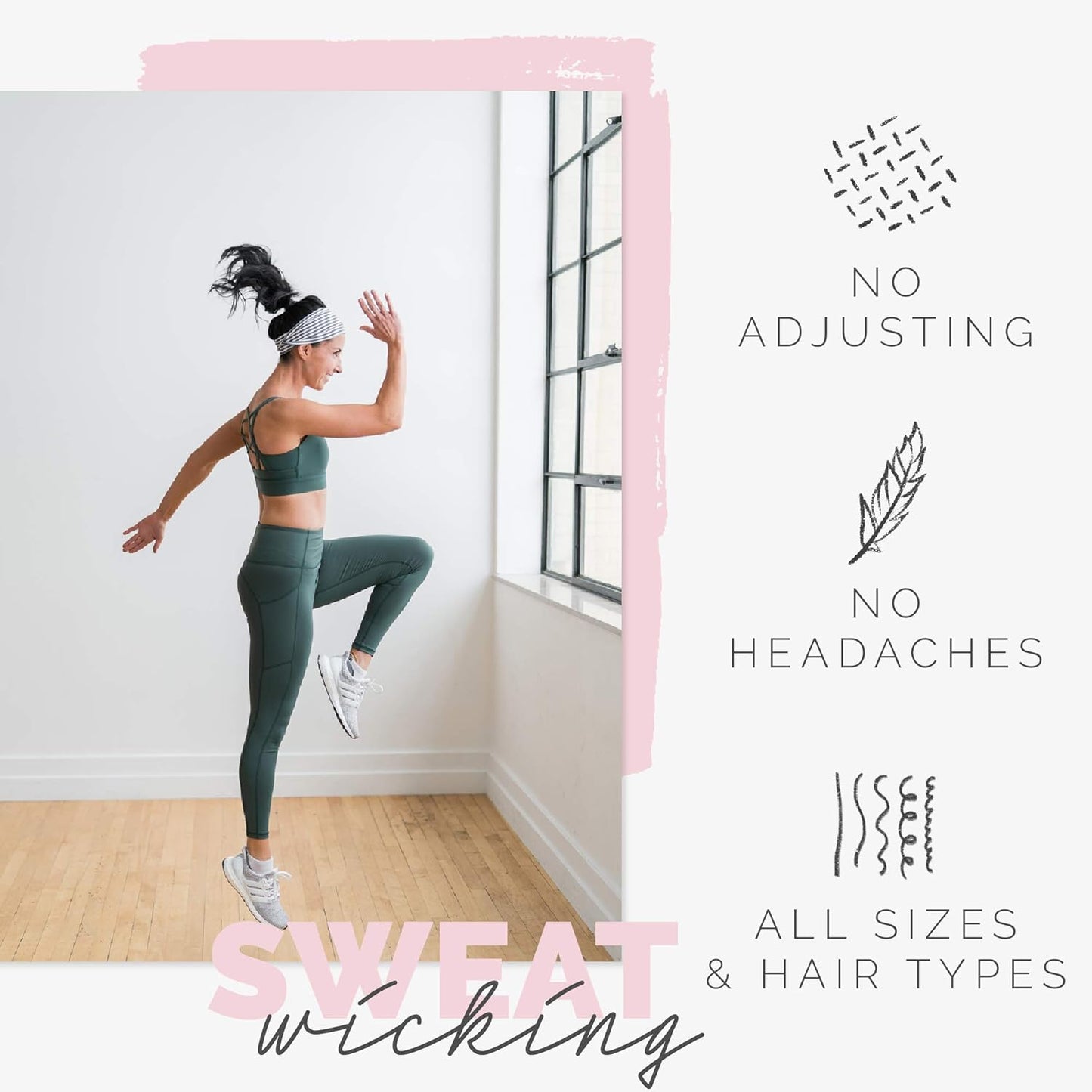 Wide Workout Headbands for Women – Non-Slip Sweatbands for Gym, Running & Yoga
