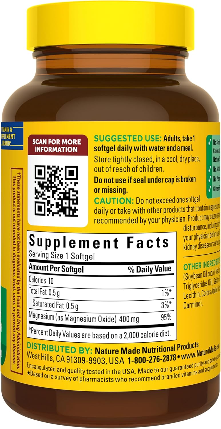 Nature Made Magnesium Oxide Extra Strength 400 mg, 110 Softgels