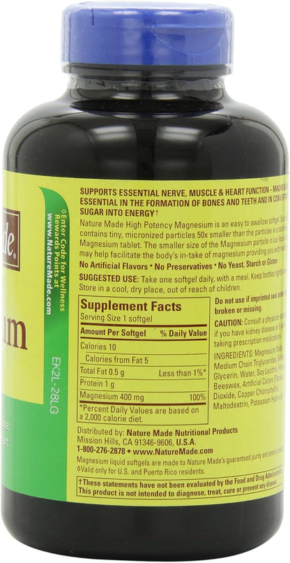Nature Made Magnesium Oxide Extra Strength 400 mg, 110 Softgels