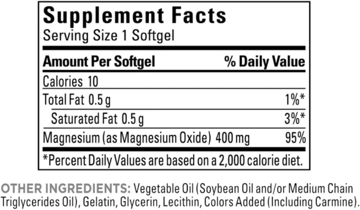 Nature Made Magnesium Oxide Extra Strength 400 mg, 110 Softgels