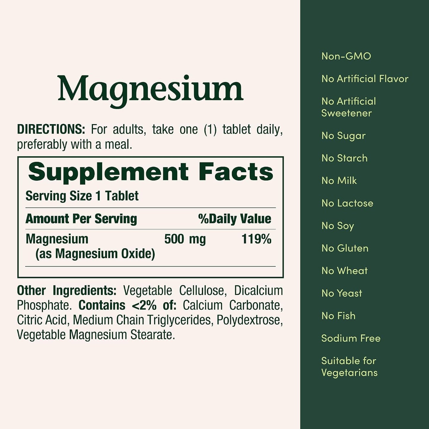 Magnesium 500 mg Tablets (Pack of 1)