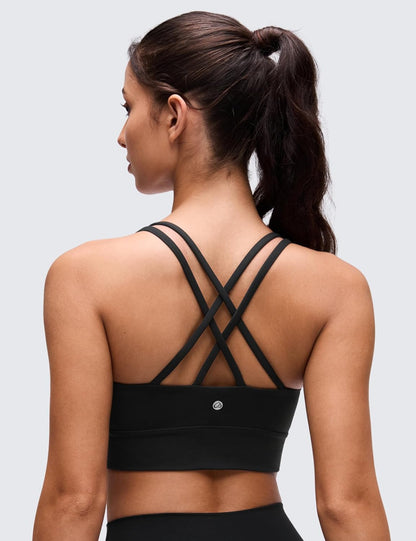 Softness Mold Butterluxe Sports Bras | Molded Cup, Light Support, Yoga, Extremely Soft, Longline, Strappy Back, Scoop Neck, for Women