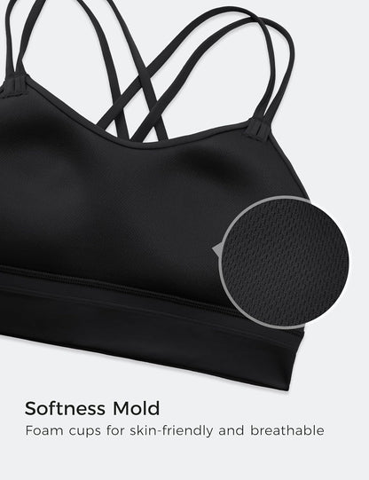 Softness Mold Butterluxe Sports Bras | Molded Cup, Light Support, Yoga, Extremely Soft, Longline, Strappy Back, Scoop Neck, for Women