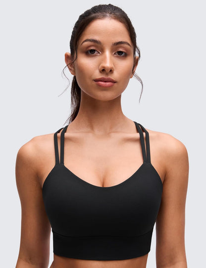 Softness Mold Butterluxe Sports Bras | Molded Cup, Light Support, Yoga, Extremely Soft, Longline, Strappy Back, Scoop Neck, for Women
