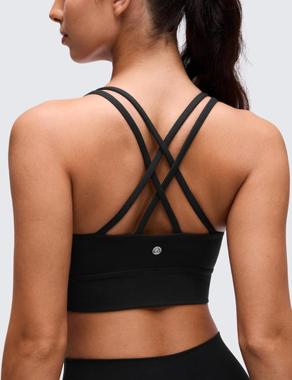 Softness Mold Butterluxe Sports Bras | Molded Cup, Light Support, Yoga, Extremely Soft, Longline, Strappy Back, Scoop Neck, for Women