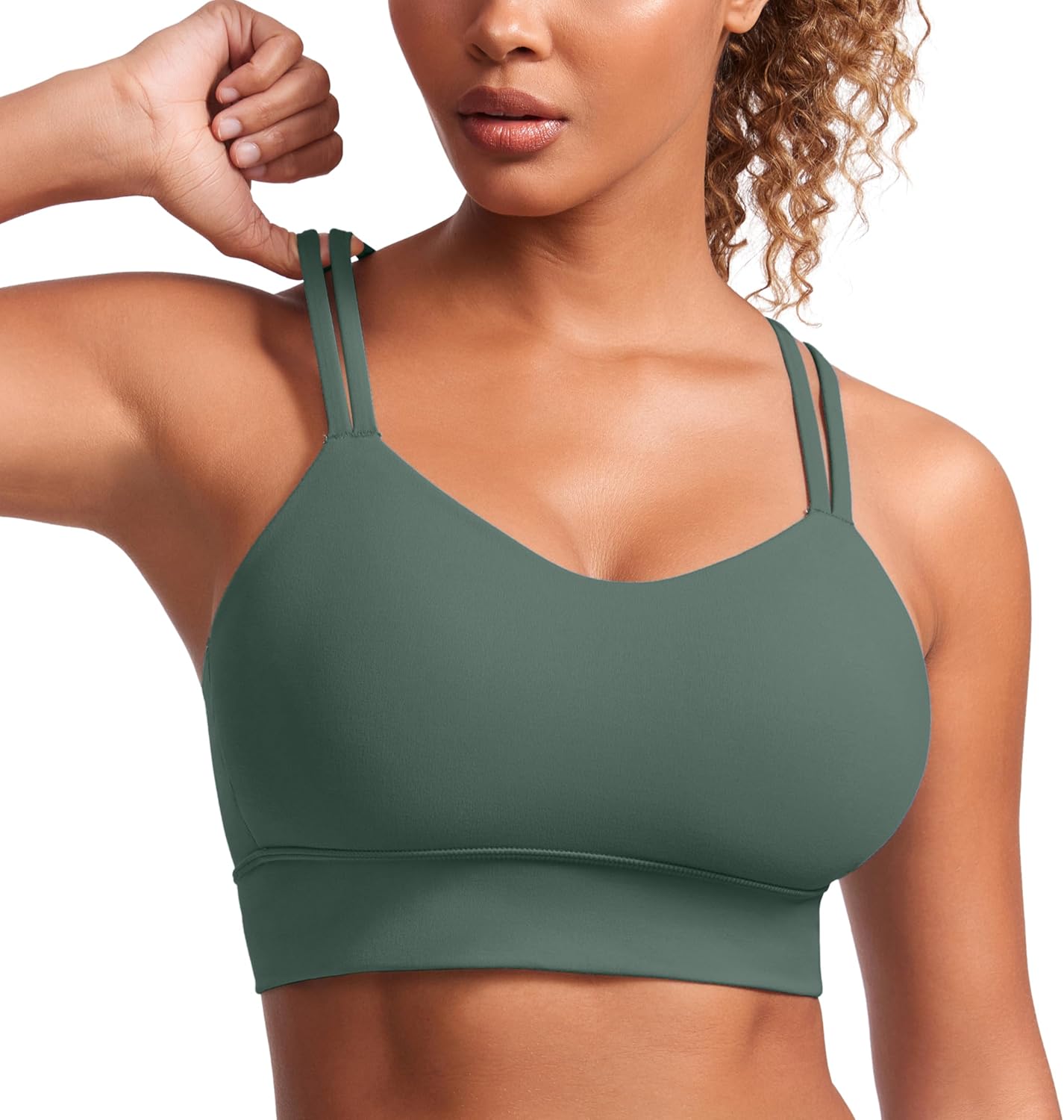 Softness Mold Butterluxe Sports Bras | Molded Cup, Light Support, Yoga, Extremely Soft, Longline, Strappy Back, Scoop Neck, for Women