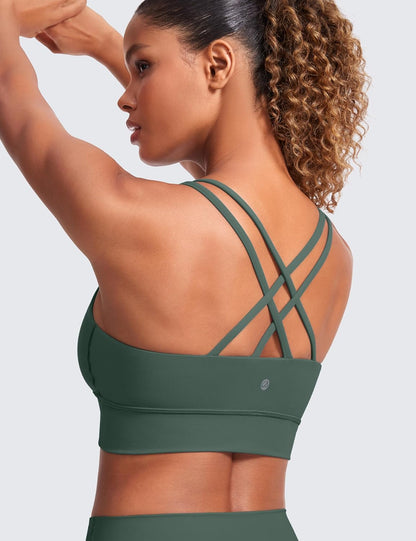 Softness Mold Butterluxe Sports Bras | Molded Cup, Light Support, Yoga, Extremely Soft, Longline, Strappy Back, Scoop Neck, for Women