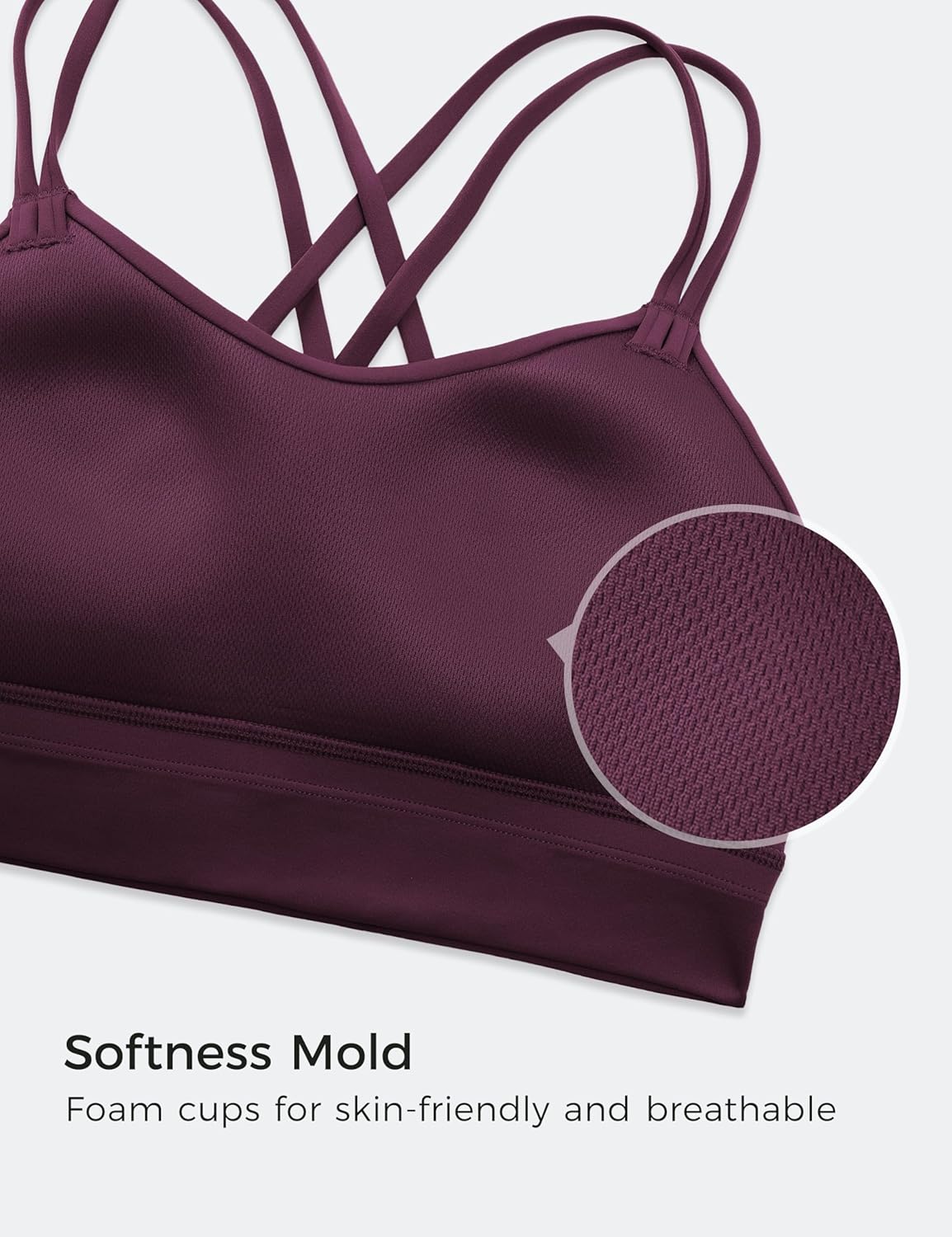 Softness Mold Butterluxe Sports Bras | Molded Cup, Light Support, Yoga, Extremely Soft, Longline, Strappy Back, Scoop Neck, for Women
