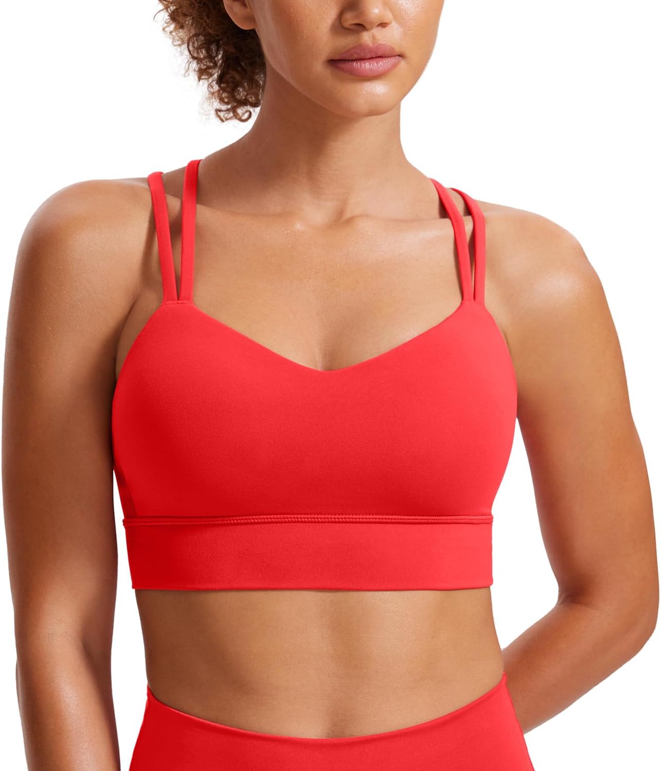 Softness Mold Butterluxe Sports Bras | Molded Cup, Light Support, Yoga, Extremely Soft, Longline, Strappy Back, Scoop Neck, for Women