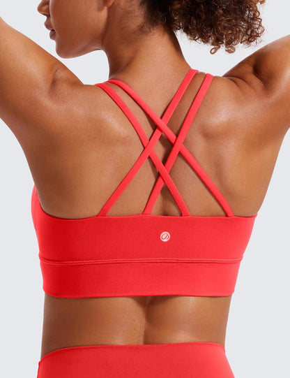 Softness Mold Butterluxe Sports Bras | Molded Cup, Light Support, Yoga, Extremely Soft, Longline, Strappy Back, Scoop Neck, for Women
