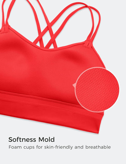 Softness Mold Butterluxe Sports Bras | Molded Cup, Light Support, Yoga, Extremely Soft, Longline, Strappy Back, Scoop Neck, for Women
