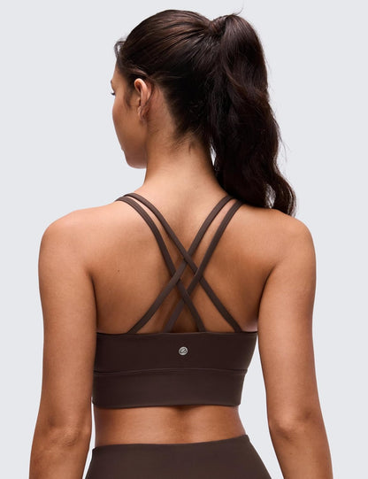 Softness Mold Butterluxe Sports Bras | Molded Cup, Light Support, Yoga, Extremely Soft, Longline, Strappy Back, Scoop Neck, for Women