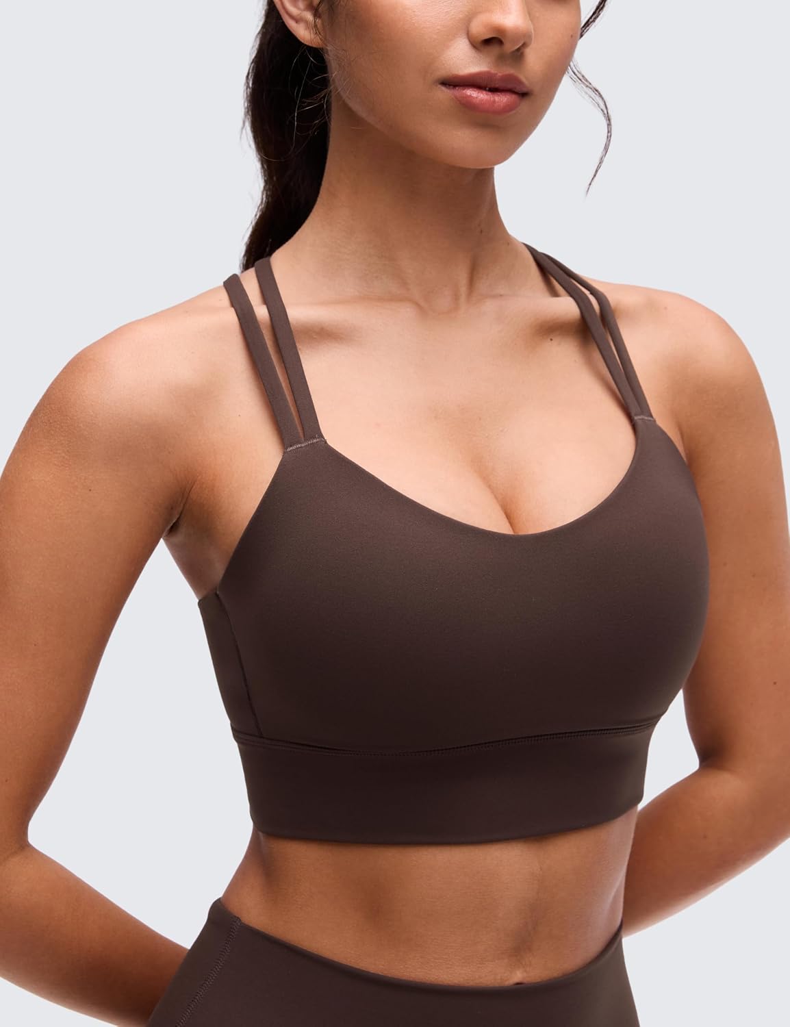 Softness Mold Butterluxe Sports Bras | Molded Cup, Light Support, Yoga, Extremely Soft, Longline, Strappy Back, Scoop Neck, for Women