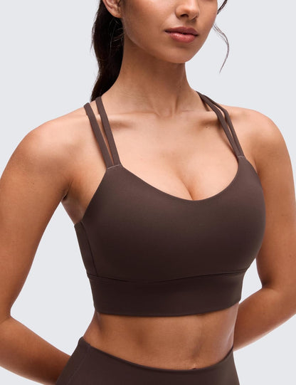 Softness Mold Butterluxe Sports Bras | Molded Cup, Light Support, Yoga, Extremely Soft, Longline, Strappy Back, Scoop Neck, for Women