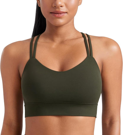 Softness Mold Butterluxe Sports Bras | Molded Cup, Light Support, Yoga, Extremely Soft, Longline, Strappy Back, Scoop Neck, for Women