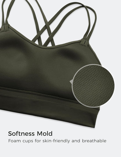 Softness Mold Butterluxe Sports Bras | Molded Cup, Light Support, Yoga, Extremely Soft, Longline, Strappy Back, Scoop Neck, for Women