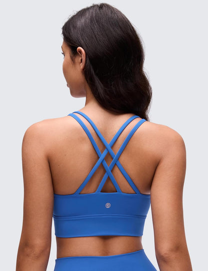 Softness Mold Butterluxe Sports Bras | Molded Cup, Light Support, Yoga, Extremely Soft, Longline, Strappy Back, Scoop Neck, for Women