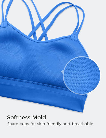 Softness Mold Butterluxe Sports Bras | Molded Cup, Light Support, Yoga, Extremely Soft, Longline, Strappy Back, Scoop Neck, for Women
