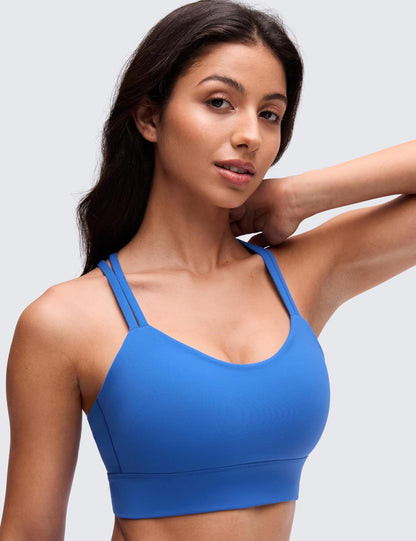 Softness Mold Butterluxe Sports Bras | Molded Cup, Light Support, Yoga, Extremely Soft, Longline, Strappy Back, Scoop Neck, for Women