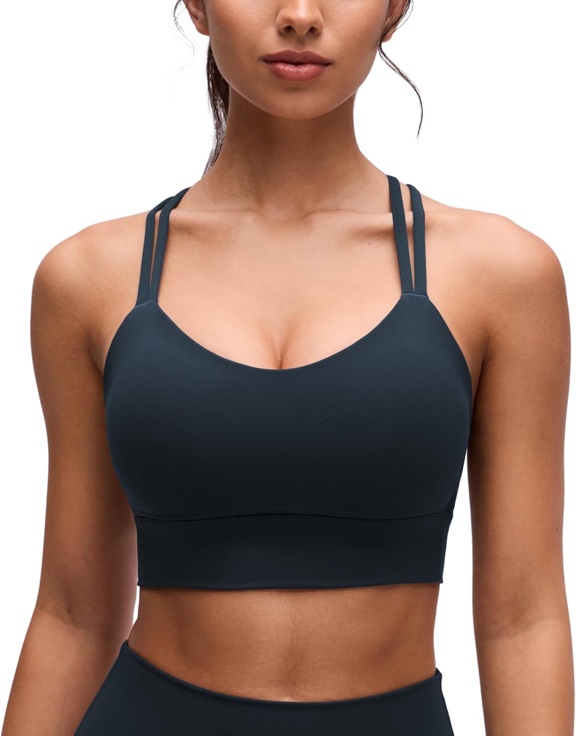 Softness Mold Butterluxe Sports Bras | Molded Cup, Light Support, Yoga, Extremely Soft, Longline, Strappy Back, Scoop Neck, for Women