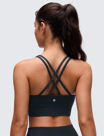Softness Mold Butterluxe Sports Bras | Molded Cup, Light Support, Yoga, Extremely Soft, Longline, Strappy Back, Scoop Neck, for Women