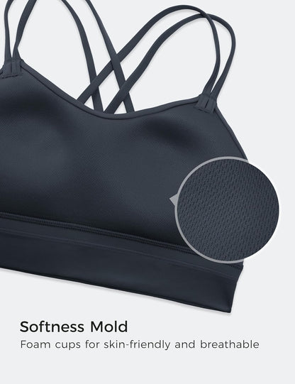 Softness Mold Butterluxe Sports Bras | Molded Cup, Light Support, Yoga, Extremely Soft, Longline, Strappy Back, Scoop Neck, for Women