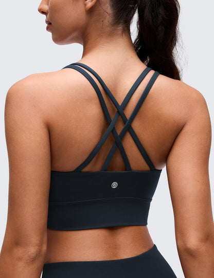 Softness Mold Butterluxe Sports Bras | Molded Cup, Light Support, Yoga, Extremely Soft, Longline, Strappy Back, Scoop Neck, for Women