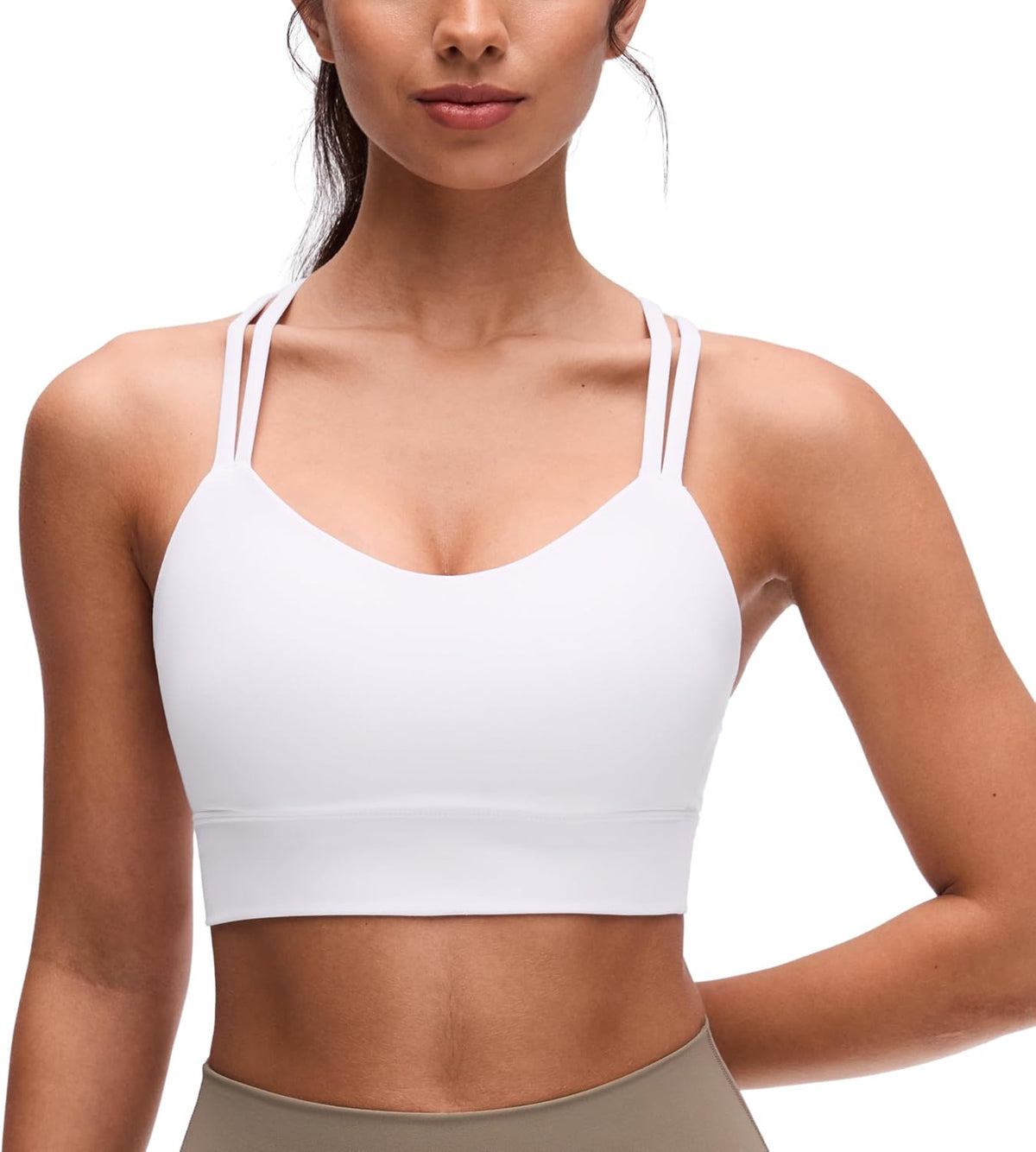 Softness Mold Butterluxe Sports Bras | Molded Cup, Light Support, Yoga, Extremely Soft, Longline, Strappy Back, Scoop Neck, for Women