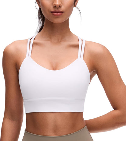 Softness Mold Butterluxe Sports Bras | Molded Cup, Light Support, Yoga, Extremely Soft, Longline, Strappy Back, Scoop Neck, for Women