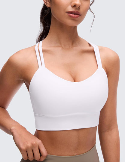 Softness Mold Butterluxe Sports Bras | Molded Cup, Light Support, Yoga, Extremely Soft, Longline, Strappy Back, Scoop Neck, for Women