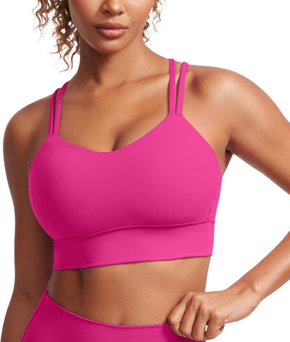 Softness Mold Butterluxe Sports Bras | Molded Cup, Light Support, Yoga, Extremely Soft, Longline, Strappy Back, Scoop Neck, for Women