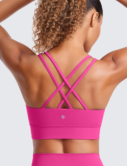 Softness Mold Butterluxe Sports Bras | Molded Cup, Light Support, Yoga, Extremely Soft, Longline, Strappy Back, Scoop Neck, for Women