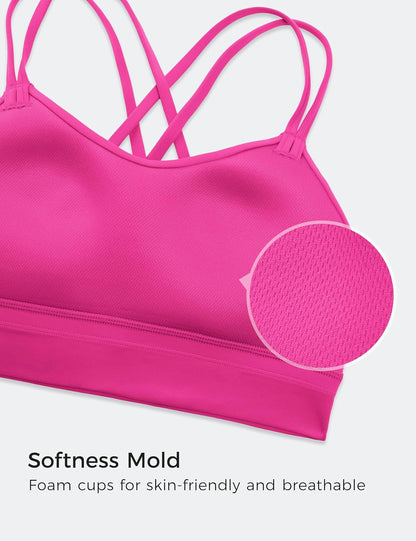 Softness Mold Butterluxe Sports Bras | Molded Cup, Light Support, Yoga, Extremely Soft, Longline, Strappy Back, Scoop Neck, for Women
