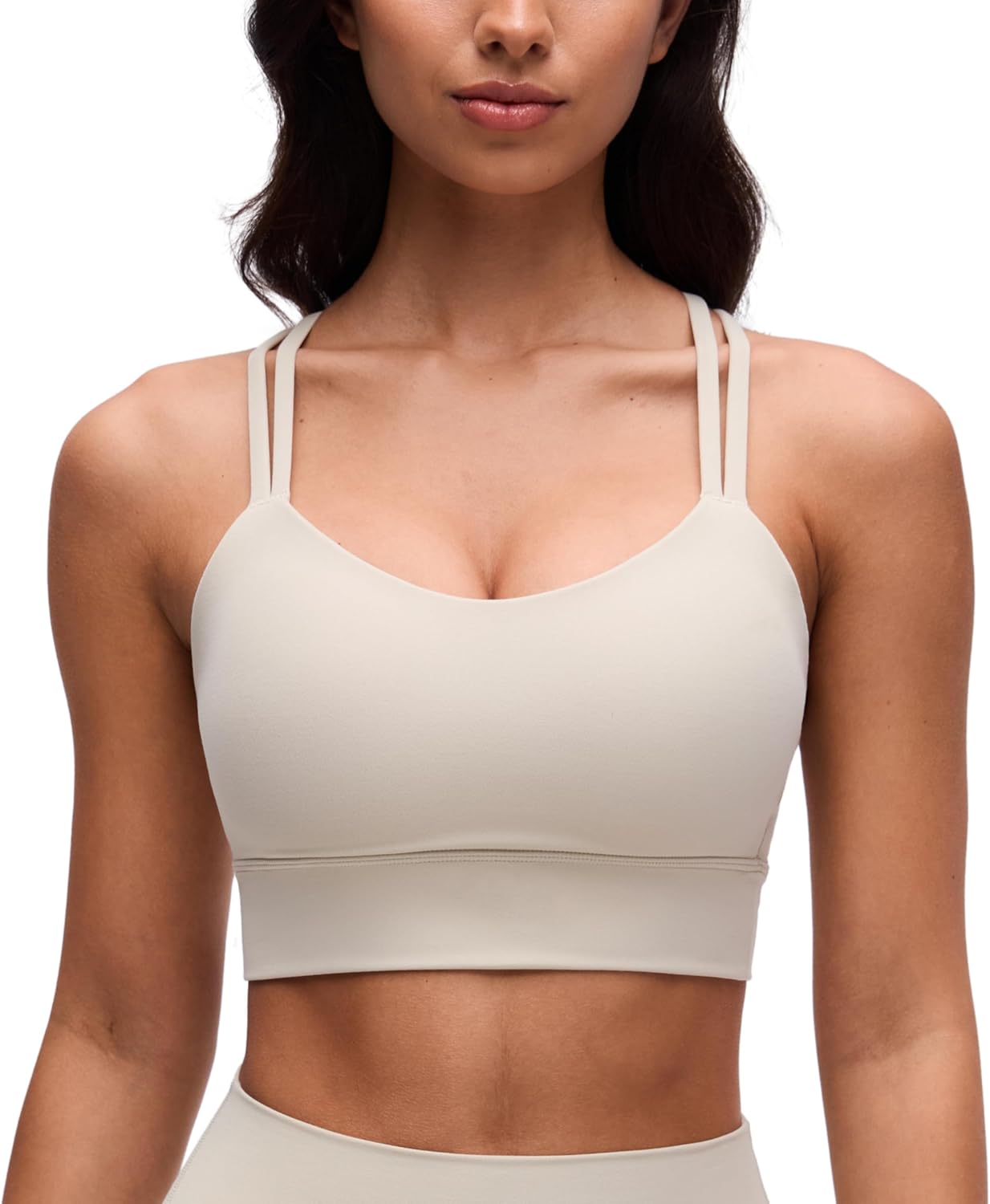 Softness Mold Butterluxe Sports Bras | Molded Cup, Light Support, Yoga, Extremely Soft, Longline, Strappy Back, Scoop Neck, for Women