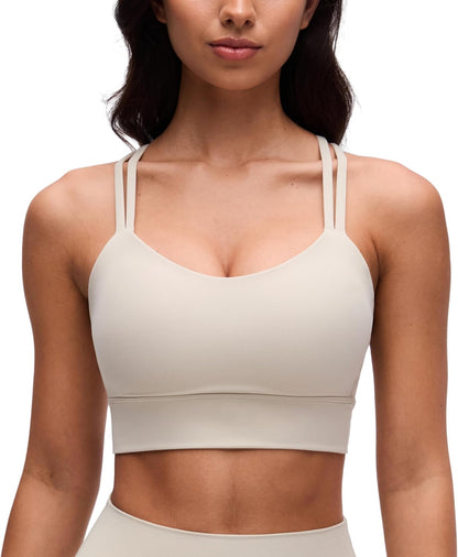 Softness Mold Butterluxe Sports Bras | Molded Cup, Light Support, Yoga, Extremely Soft, Longline, Strappy Back, Scoop Neck, for Women
