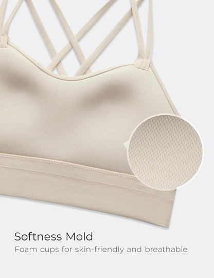 Softness Mold Butterluxe Sports Bras | Molded Cup, Light Support, Yoga, Extremely Soft, Longline, Strappy Back, Scoop Neck, for Women