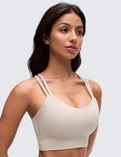 Softness Mold Butterluxe Sports Bras | Molded Cup, Light Support, Yoga, Extremely Soft, Longline, Strappy Back, Scoop Neck, for Women